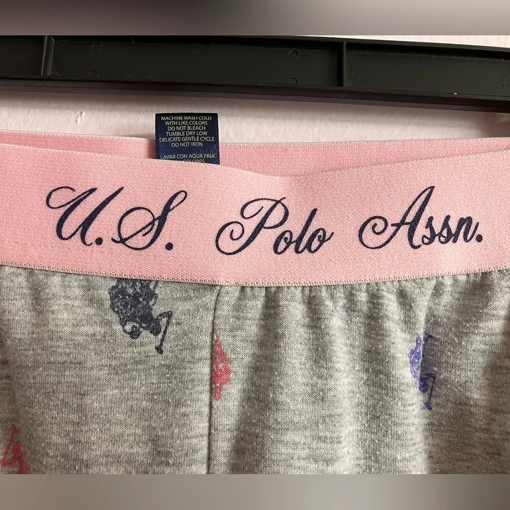 U. S. Polo Assn. Women’s Pajama Bottoms, Medium, Gray/Pink